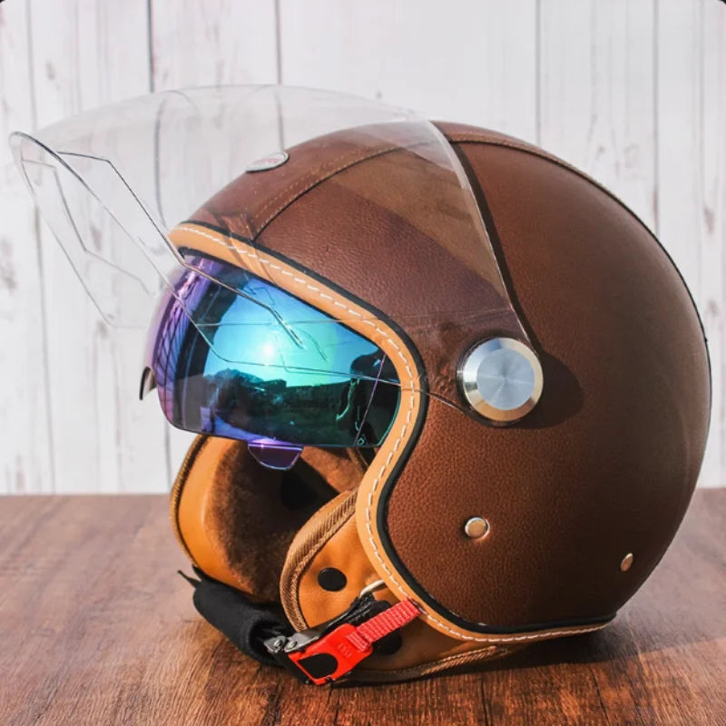 Retro Open Face Motorbike Helmet | Vintage Helmet for Riders