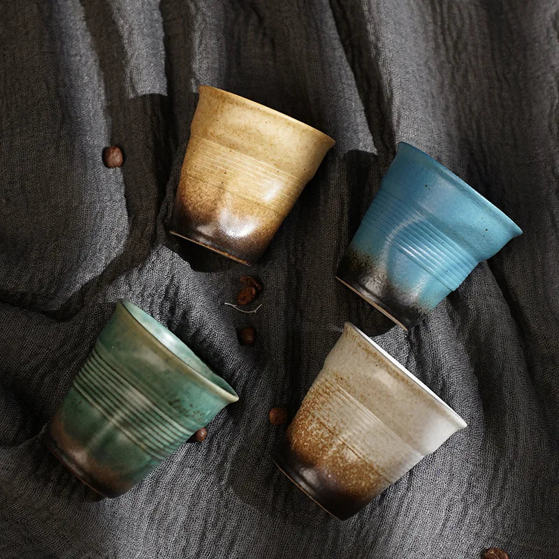 Creative Japanese Retro Ceramic Coffee Mugs | Stylish Latte Cups