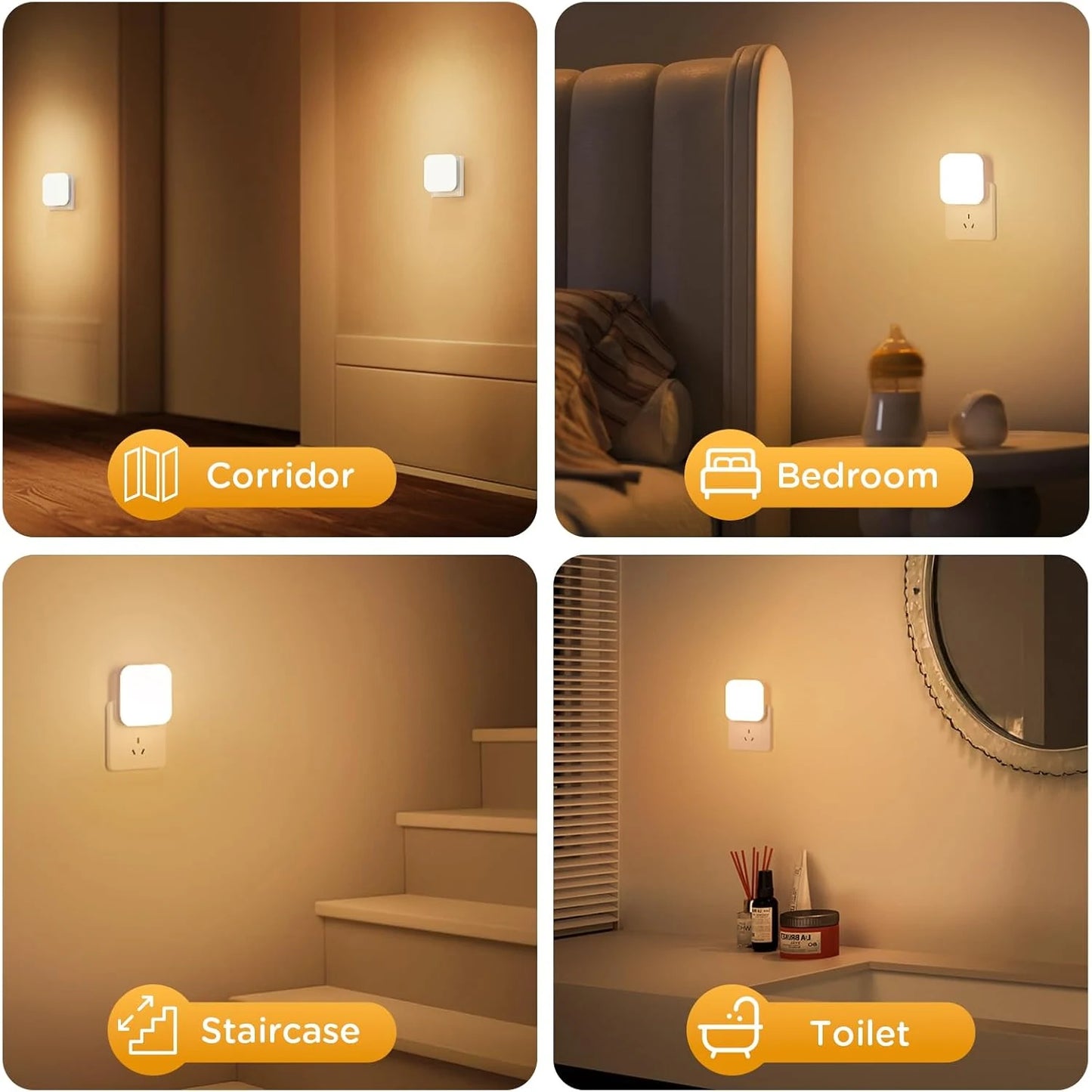 Luz nocturna regulable con sensor automático | Eficiente energéticamente y delgada