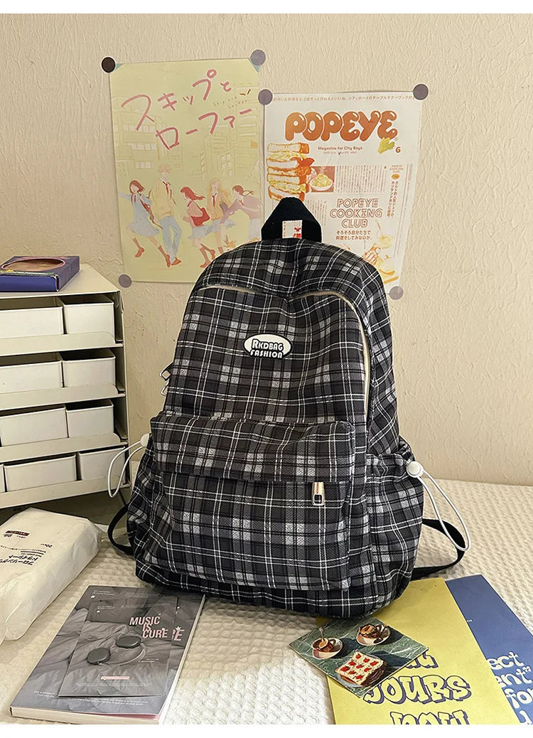 Large Capacity Plaid Backpack | Versatile Travel & School Bag