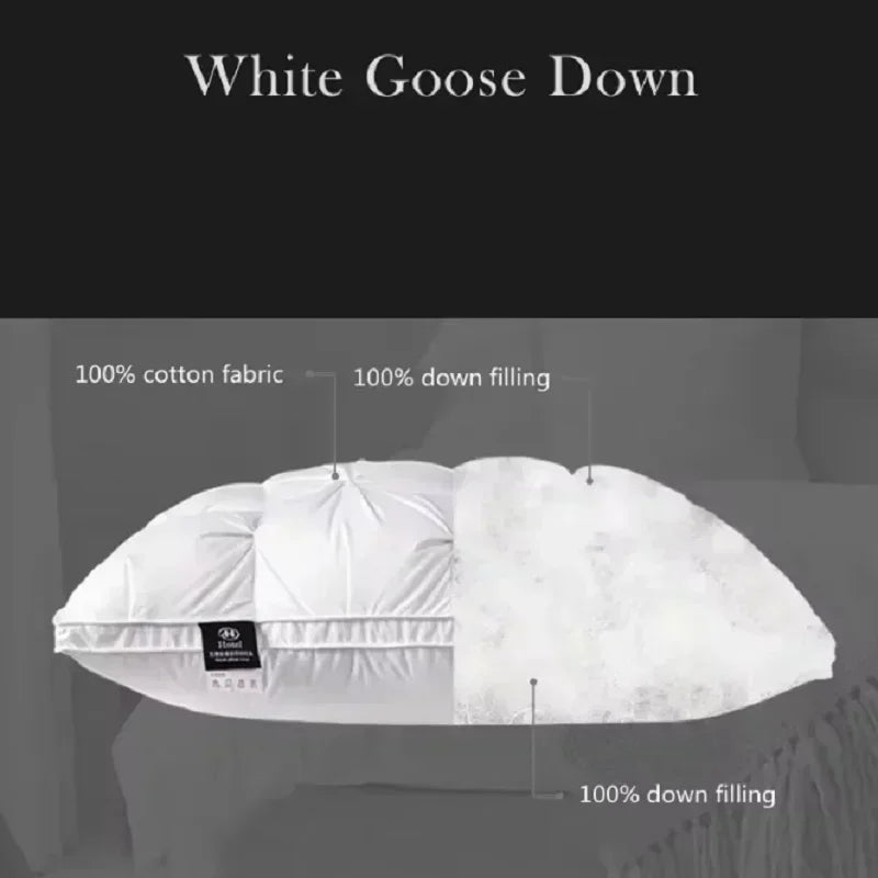 Luxury 100% Cotton Goose Down Pillow | Comfortable Bedding Gift