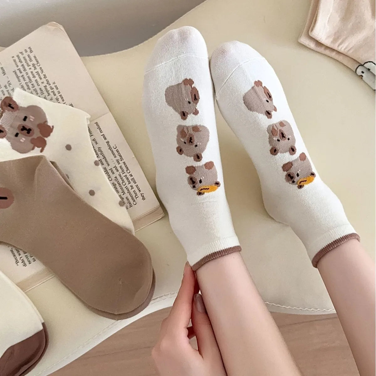 Breathable Cartoon Bear & Capybara Socks | Fun Summer Comfort