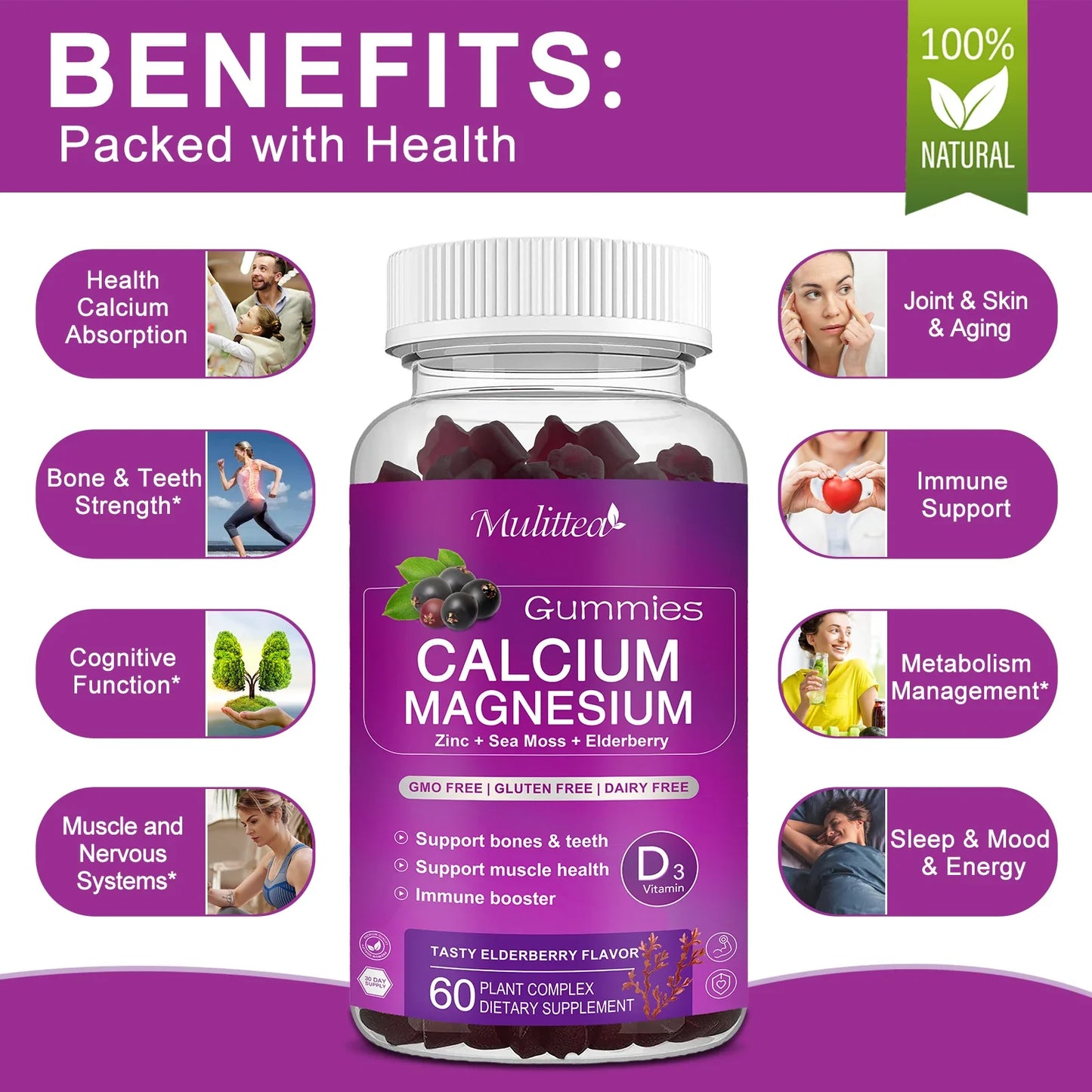 Calcium Magnesium Zinc Gummies | Support Healthy Bones & Mood