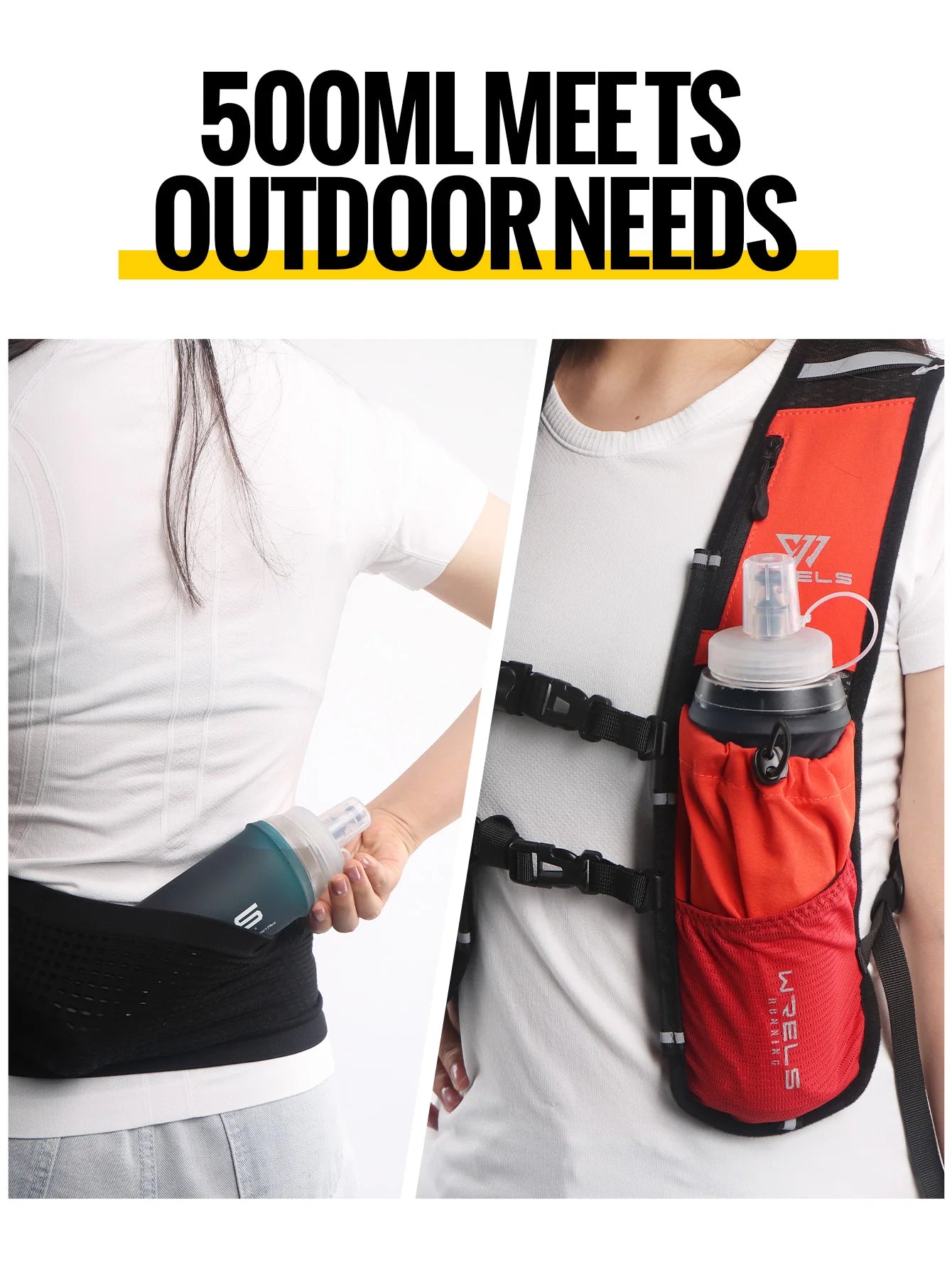 500ML Collapsible Sports Water Bottle | BPA-Free Soft Flask