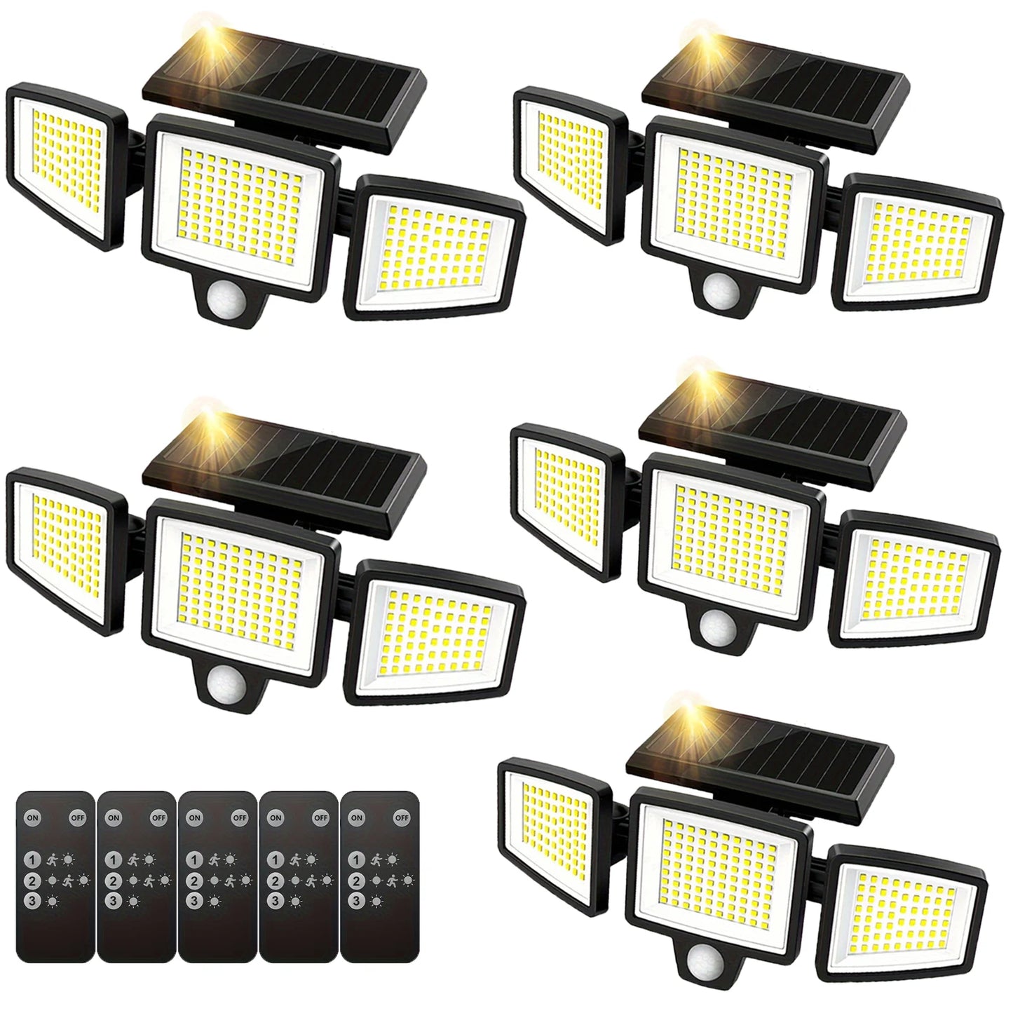 3-Head Solar Outdoor Light with Motion Sensor & Remote Control