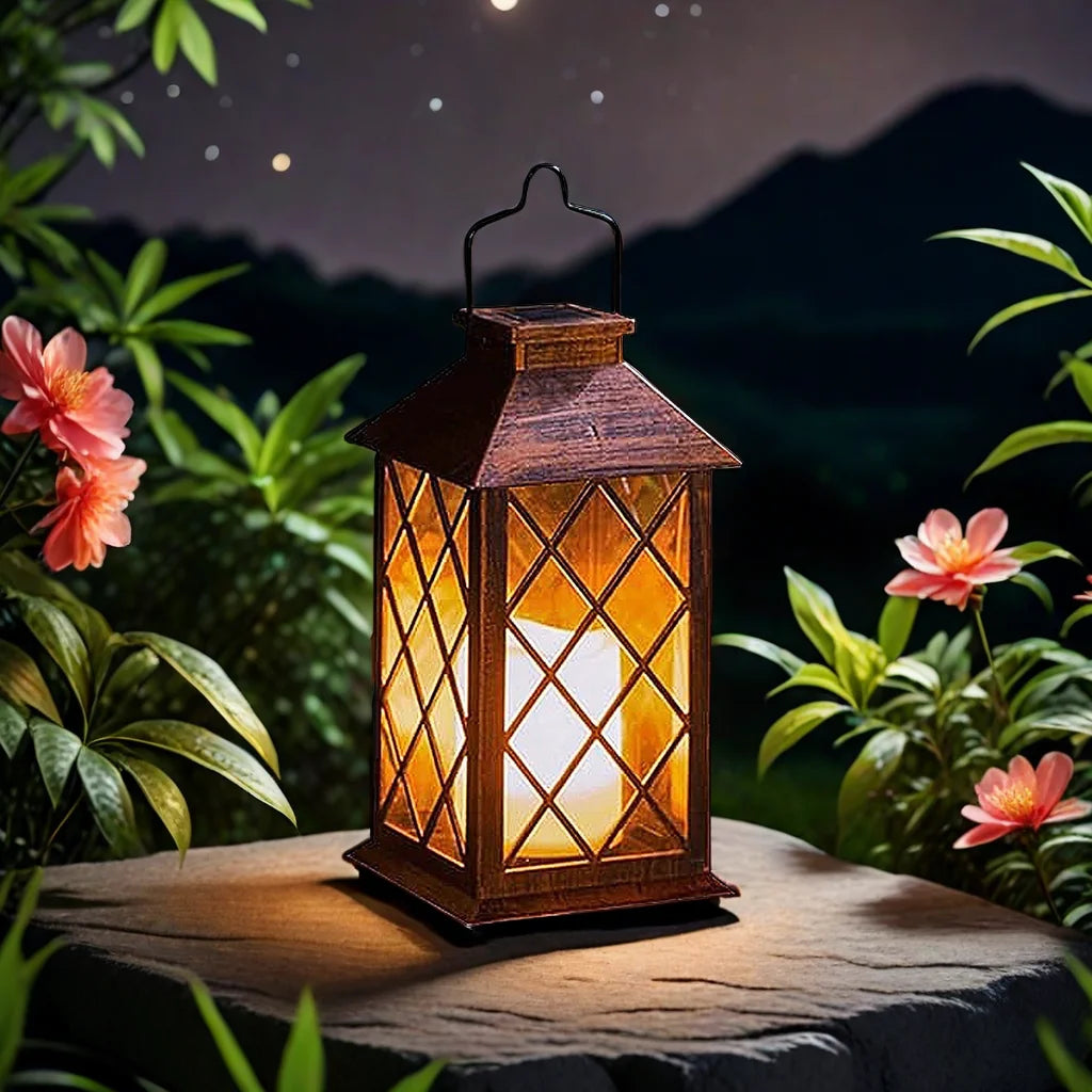 Solar Outdoor Lantern | Decorative Candle Lamp with Auto On/Off