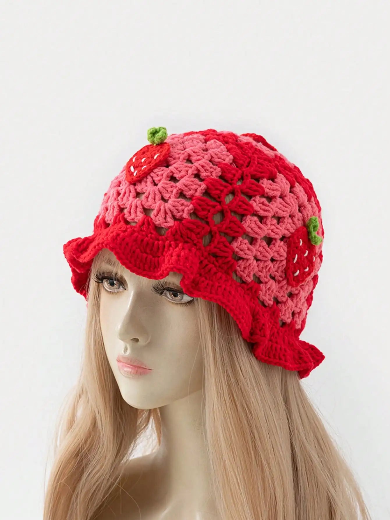 Charming Cartoon Strawberry Fishing Hat | Trendy Bohemian Crochet