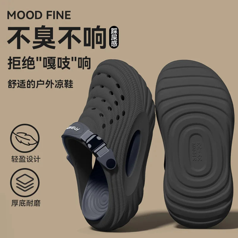 Men's Summer Thick Sole Breathable Outdoor Slippers | Comfort & Style