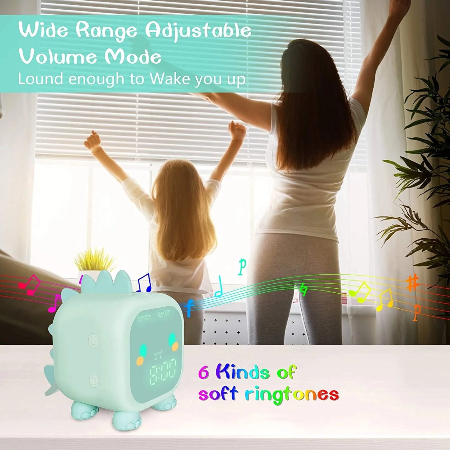 Dinosaur Alarm Clock for Kids | Fun Sleep Trainer with Night Light