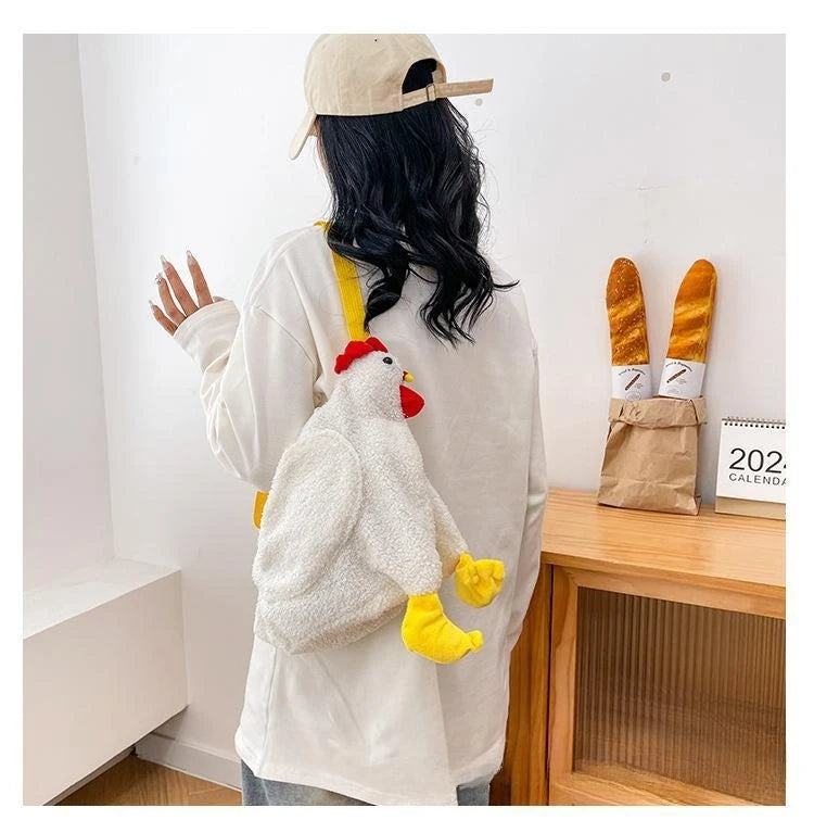 Chickens Shape Crossbody Purse | Cute Plush Handbag for Women