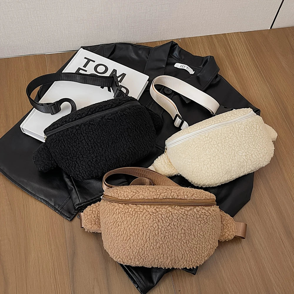 Stylish Women's Large Capacity Chest Bag | Cozy Lamb Wool Design