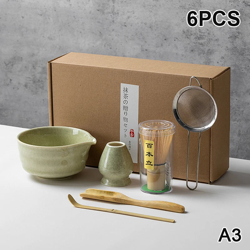 Juego completo de té Matcha con batidor de bambú y accesorios