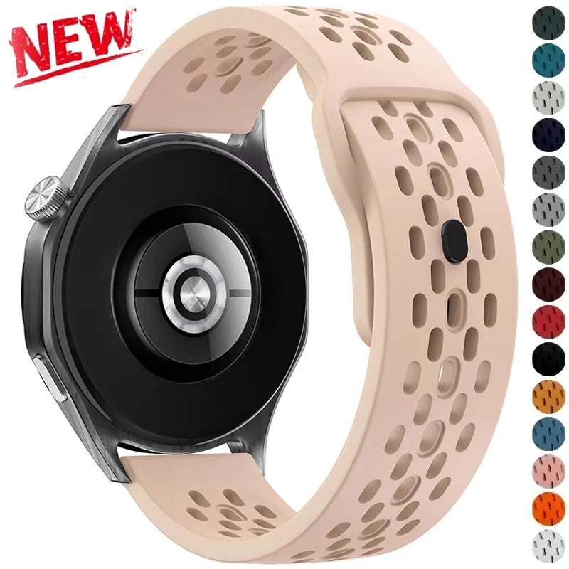 Breathable Sports Silicone Watch Strap - Replacement Bands for Smartwatches