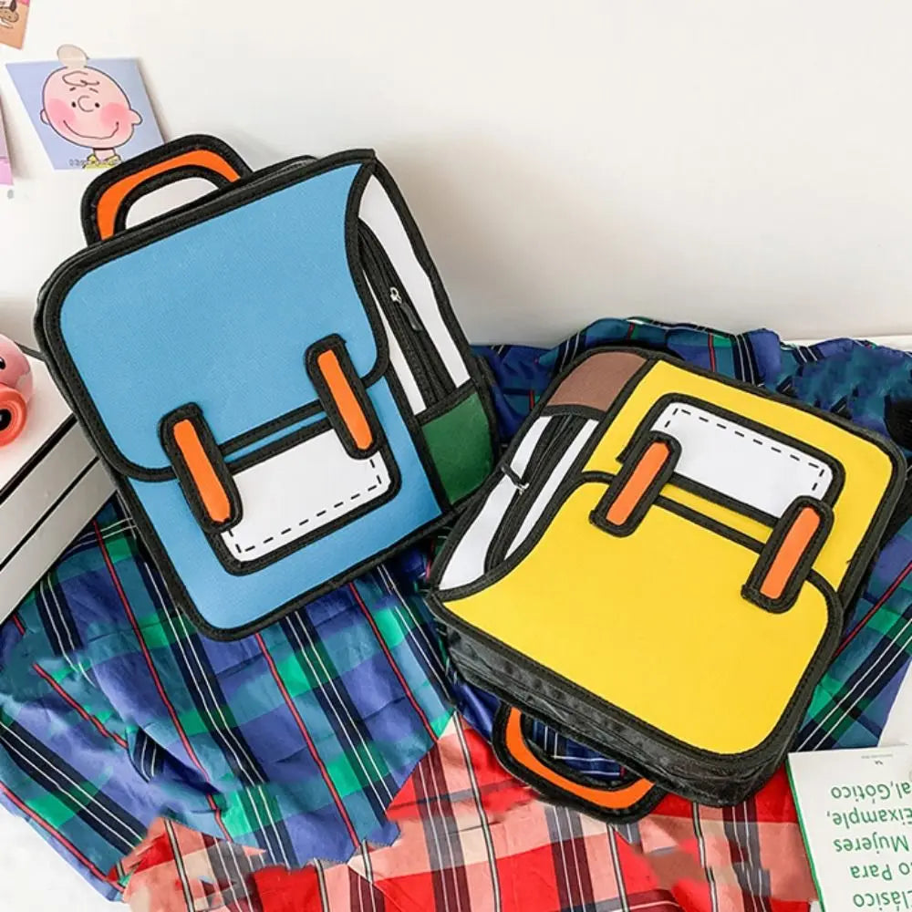 Trendy 2D Comic Print Student Schoolbag | Adjustable Large Capacity Backpack