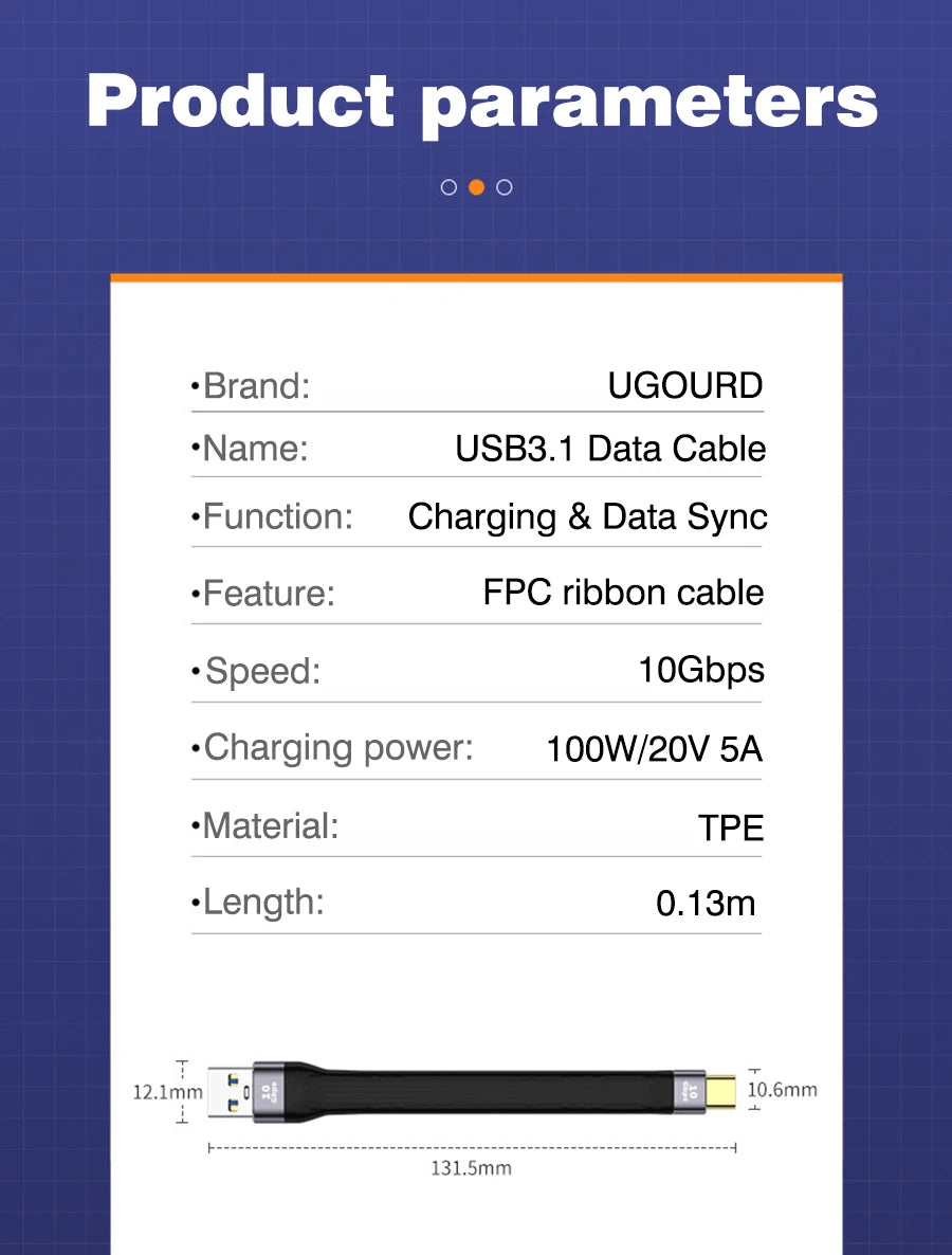 USB 3.1 10Gbps Data Transfer Cable | Fast Charging & High-Speed