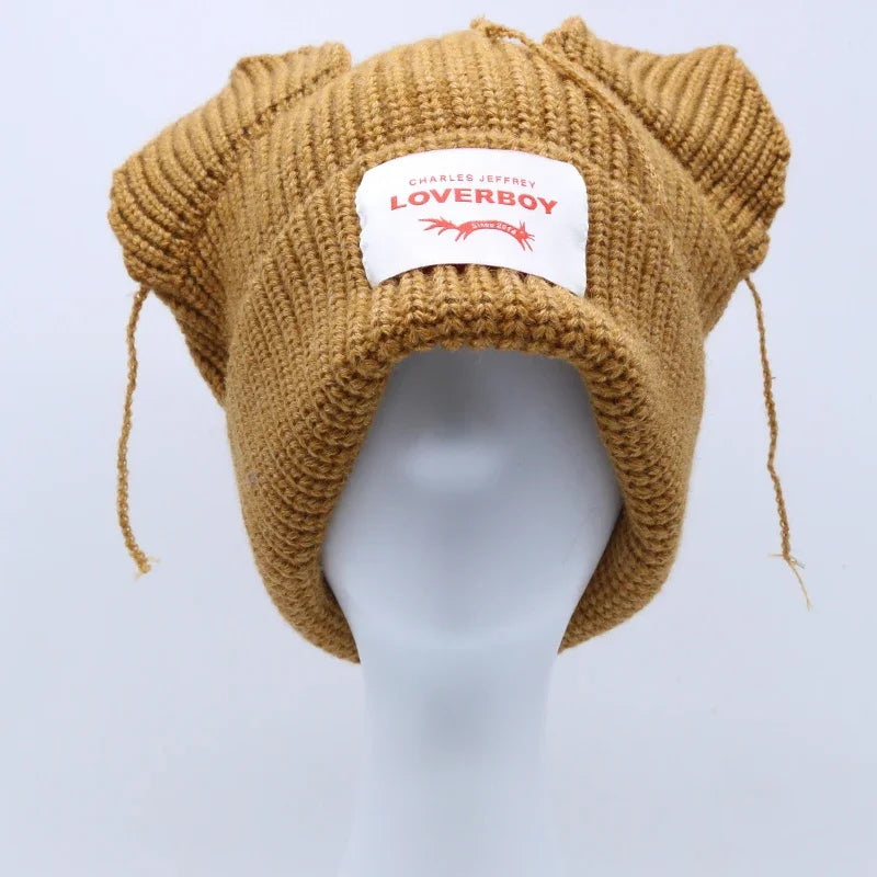 Unisex Long Fox Ears Knitted Beanie | Y2K Bunny Rabbit Hat