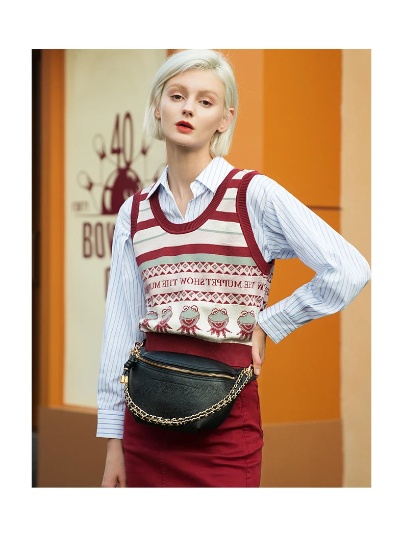 Stylish Women's Genuine Leather Waist Pack | Trendy Belt Bag