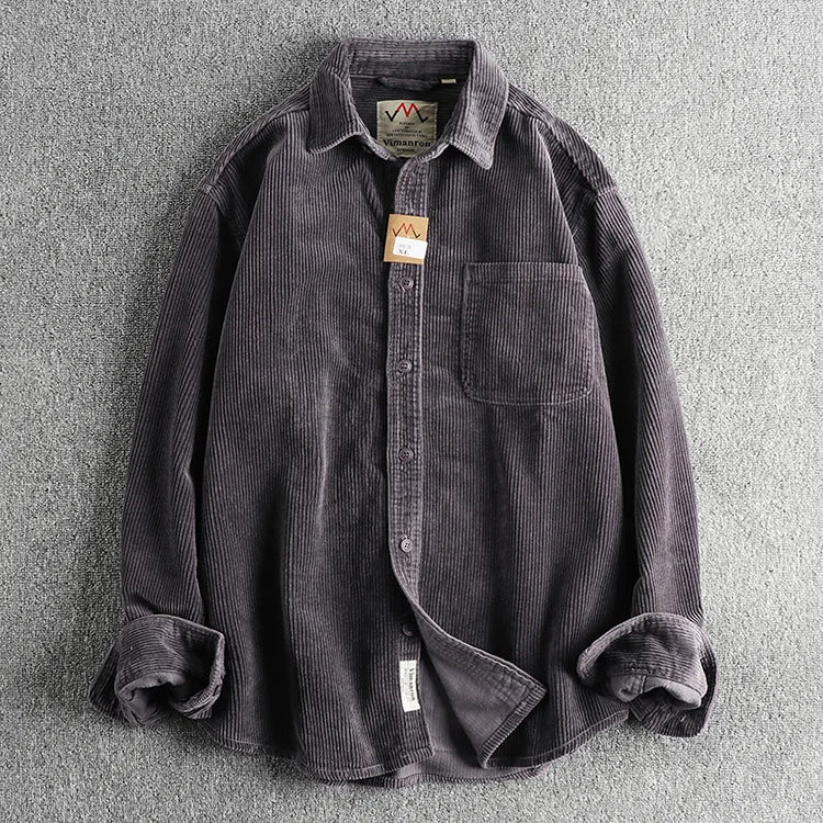 Men's Solid Color Corduroy Shirt | Vintage Casual Fashion
