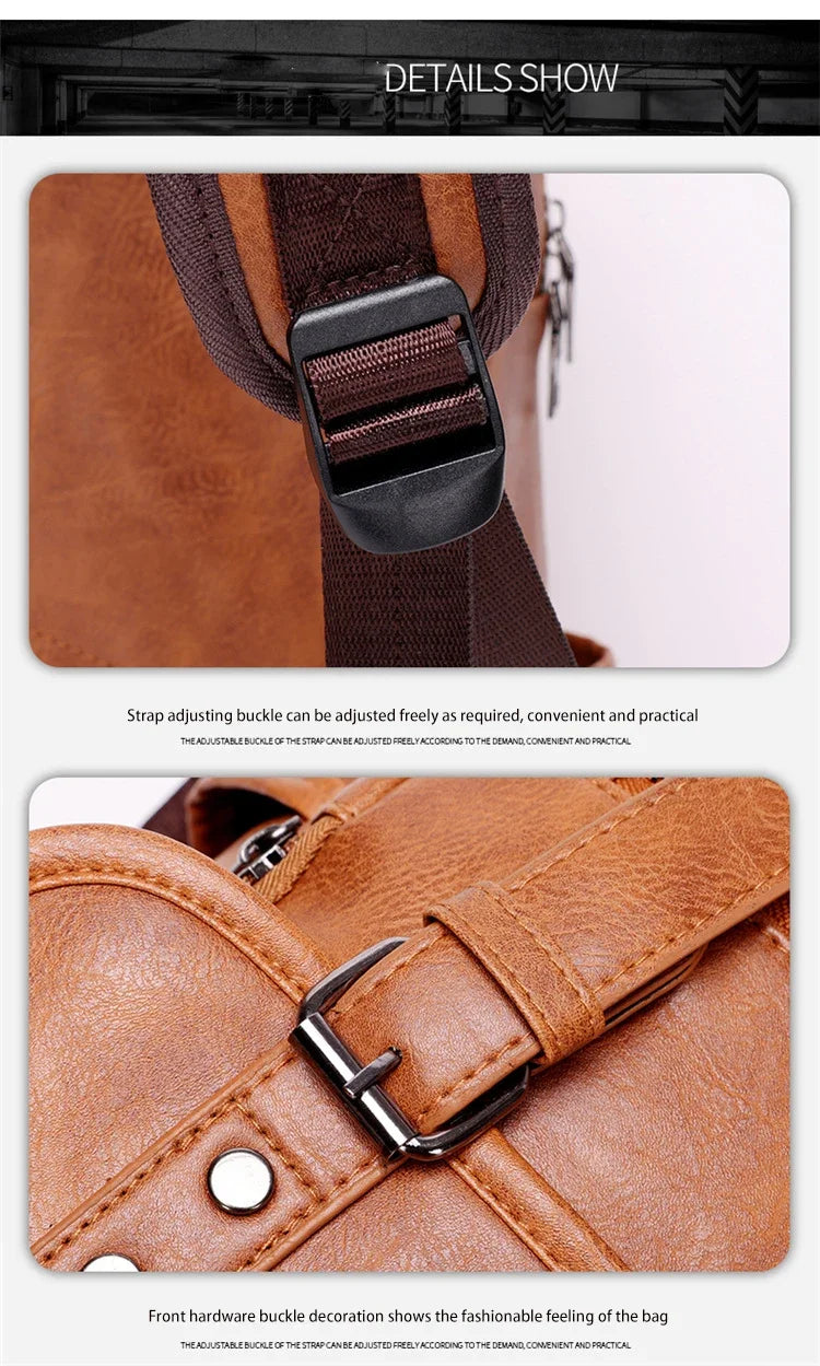 Large Capacity Vintage Men's Backpack | Stylish PU Leather Bag