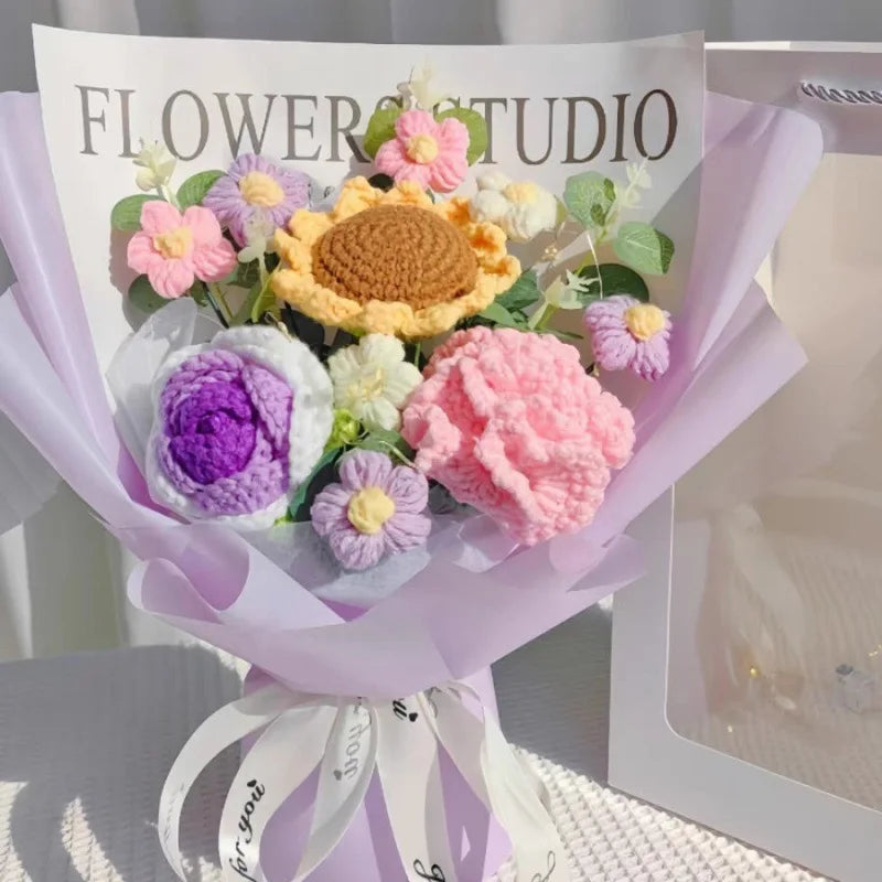 Handmade Crochet Flower Bouquet | Eternal Plush Home Decor
