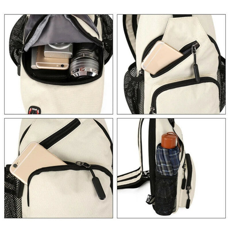 Women's Solid Color Chest Bag | Multi-Function Zipper Shoulder Bag