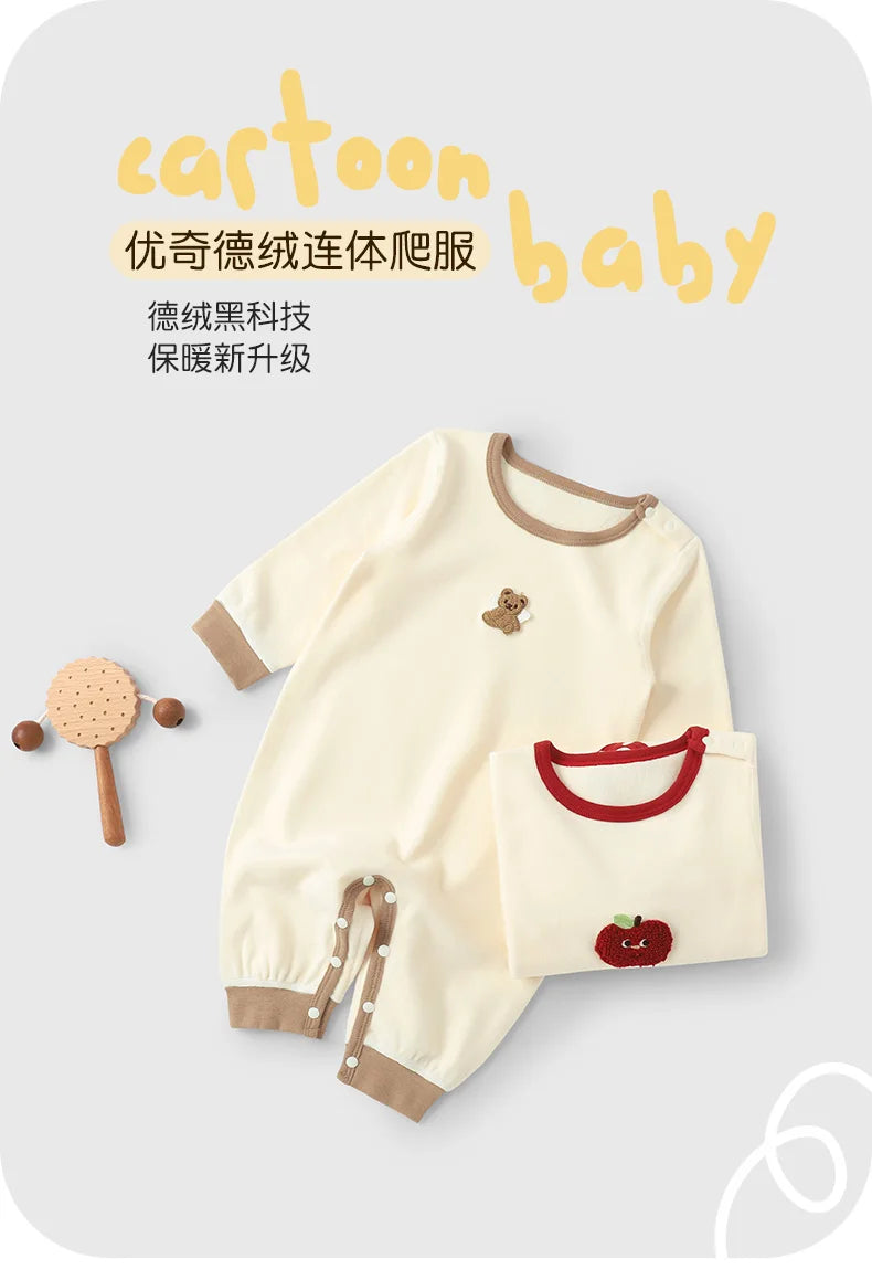 Baby Velvet Jumpsuit for Autumn & Winter | Cozy Thermal Romper