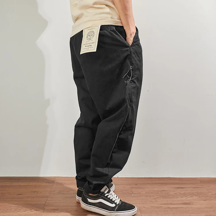 Men's Baggy Tapered Casual Cotton Pants for All Seasons