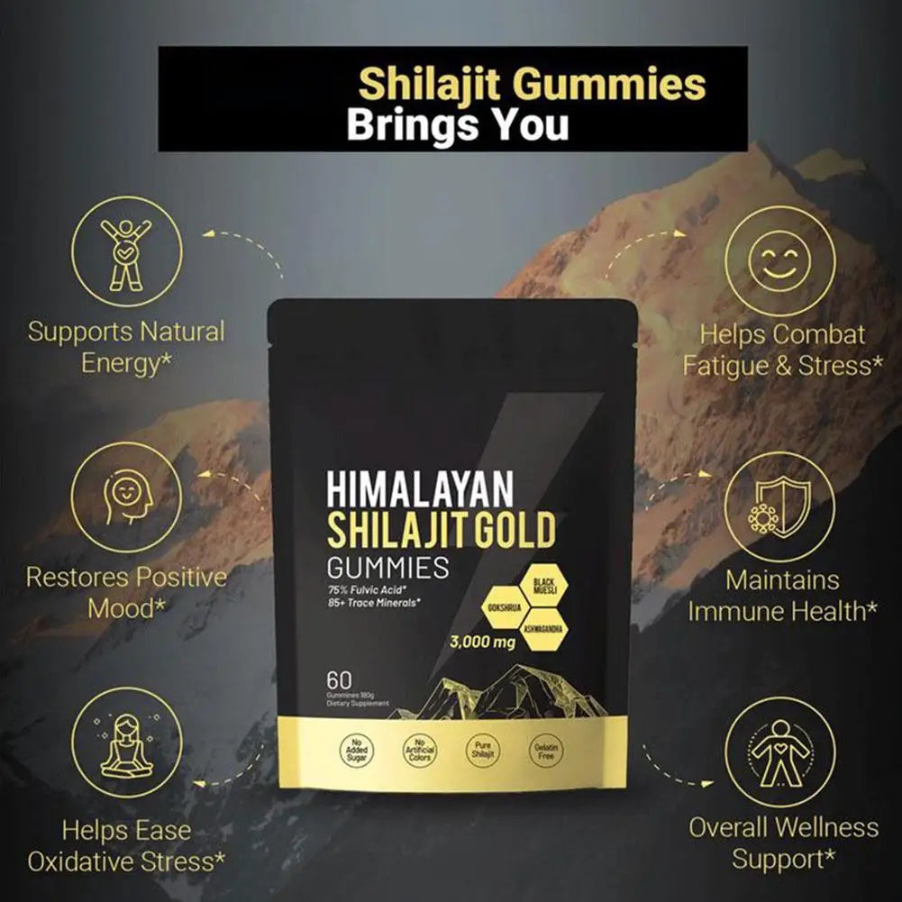 60pcs Himalayan Shilajit Gold Gummies | Boost Immunity & Strength