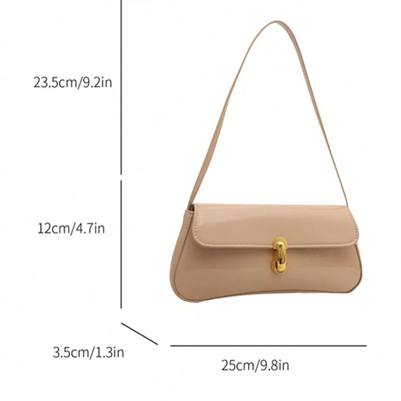 Stylish Shiny PU Leather Handbag | Versatile Women's Tote Bag