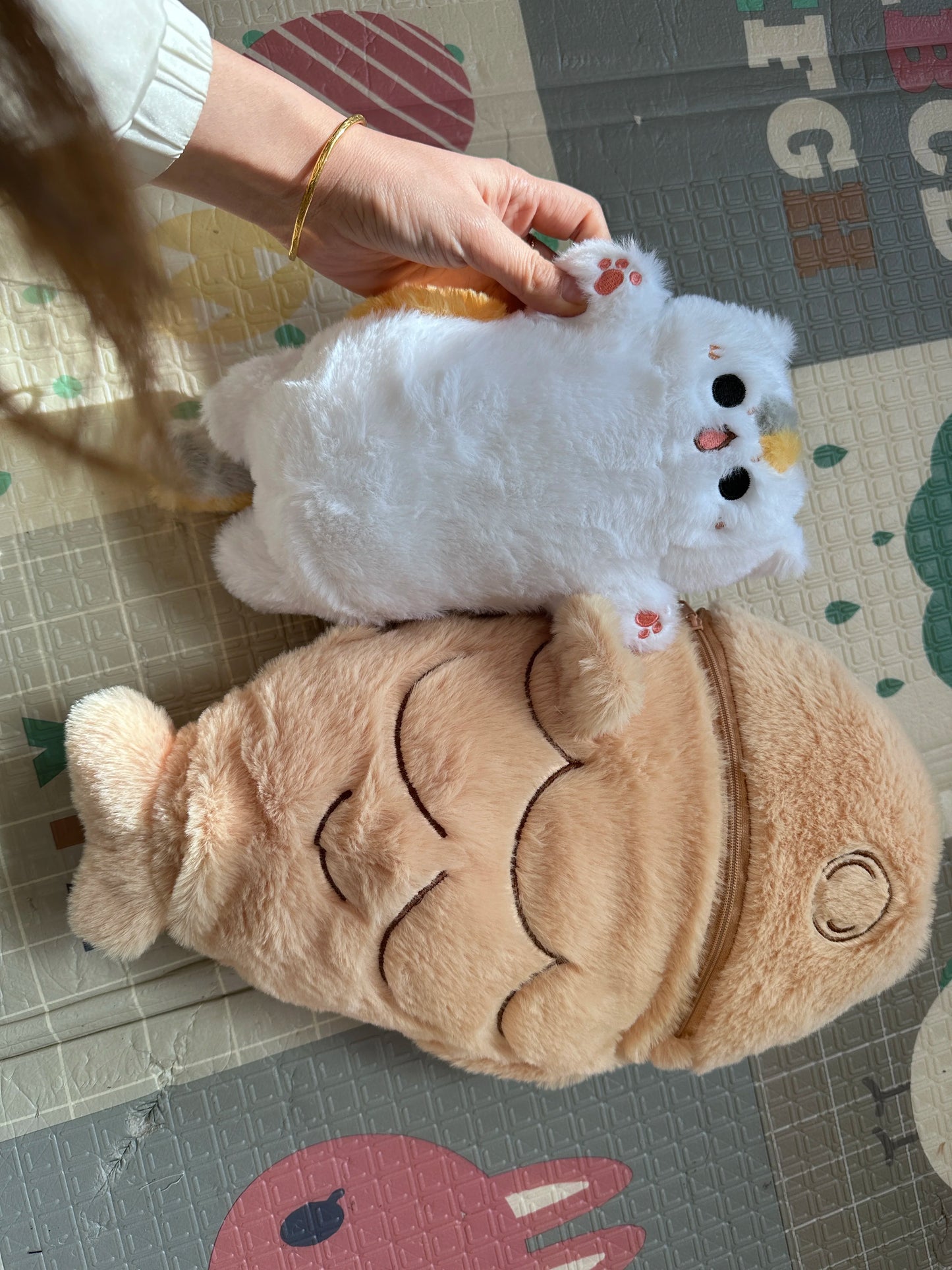Kawaii Taiyaki Cat Plush Toy | Adorable Cushion Bag Animal Pillow