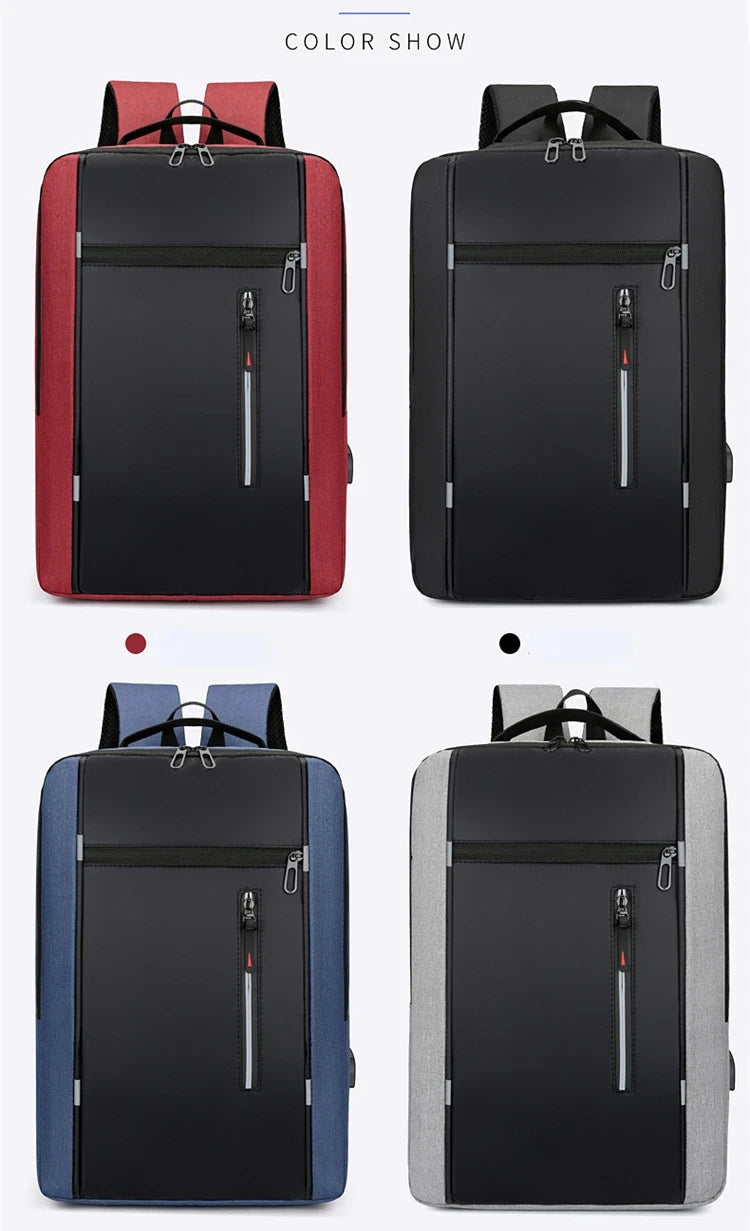 Men's Waterproof Oxford Laptop Backpack with USB Charging Port
