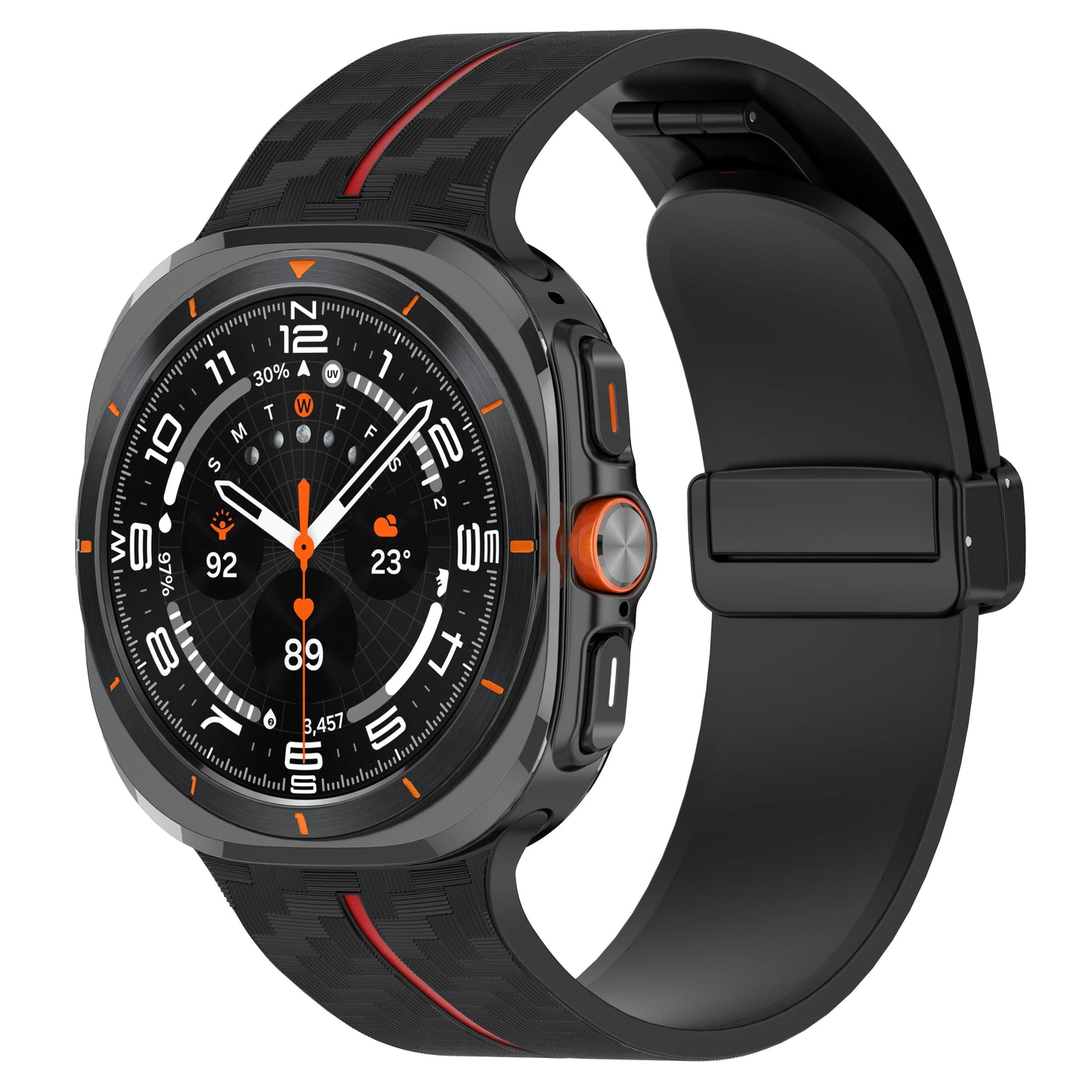 Silicone Sport Strap for 47mm Smartwatch | Magnetic Folding Clasp