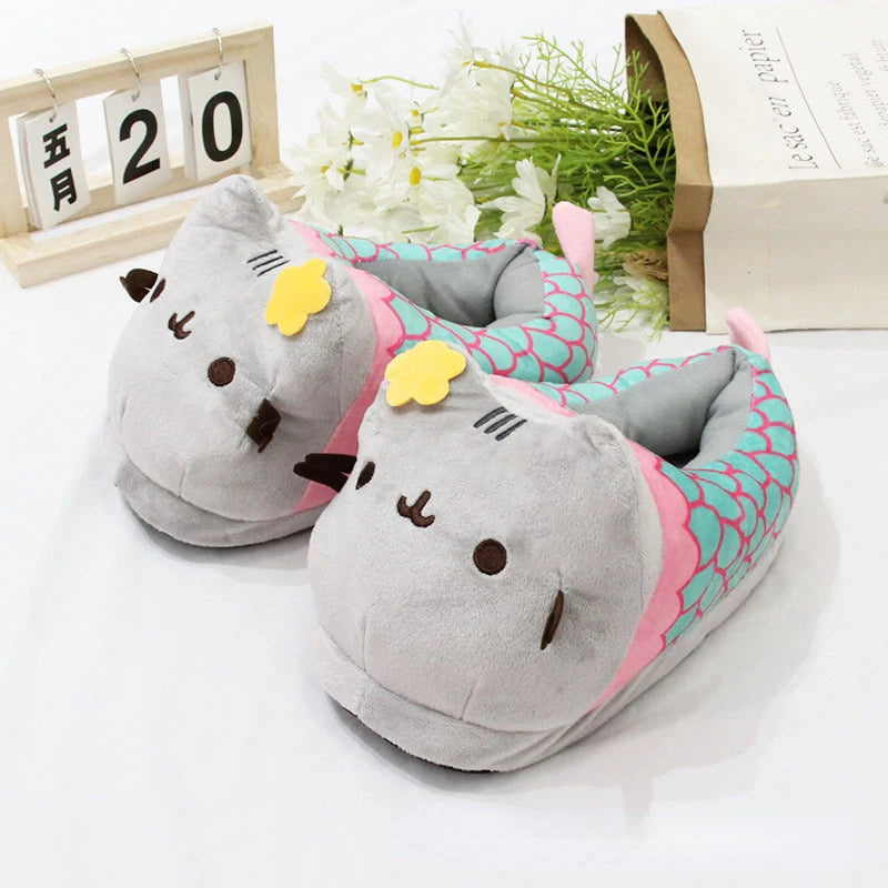 Cute Cartoon Cat Slippers | Cozy Plush Doll Indoor Shoes