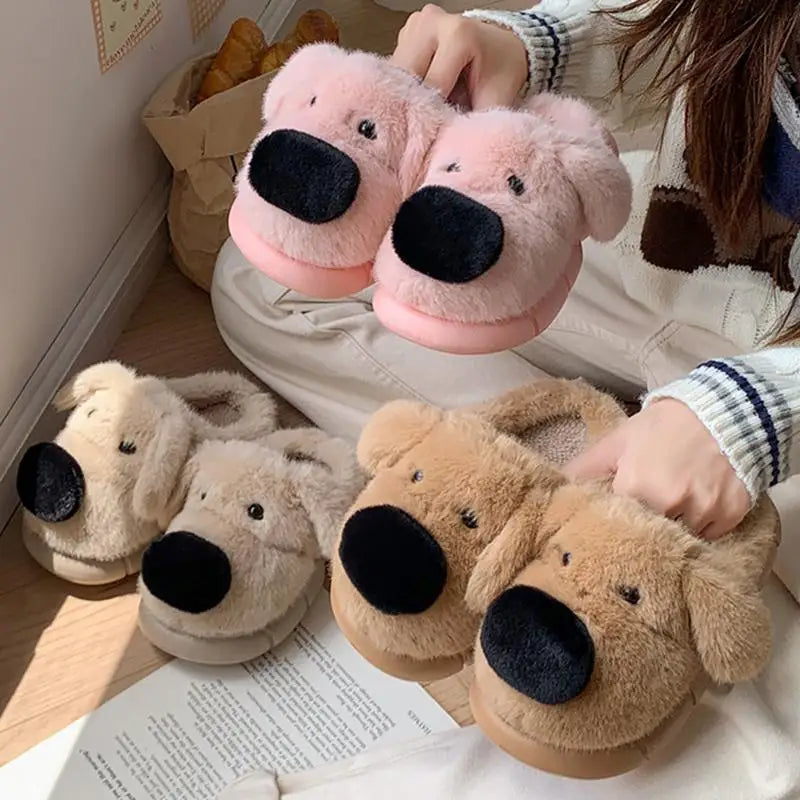 Children's Cartoon Puppy Plush Slippers | Cozy Warm Home Slides