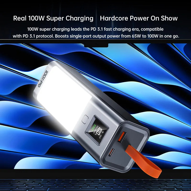 100W Power Bank 100000mAh with Headlamp | Fast Charging External Battery