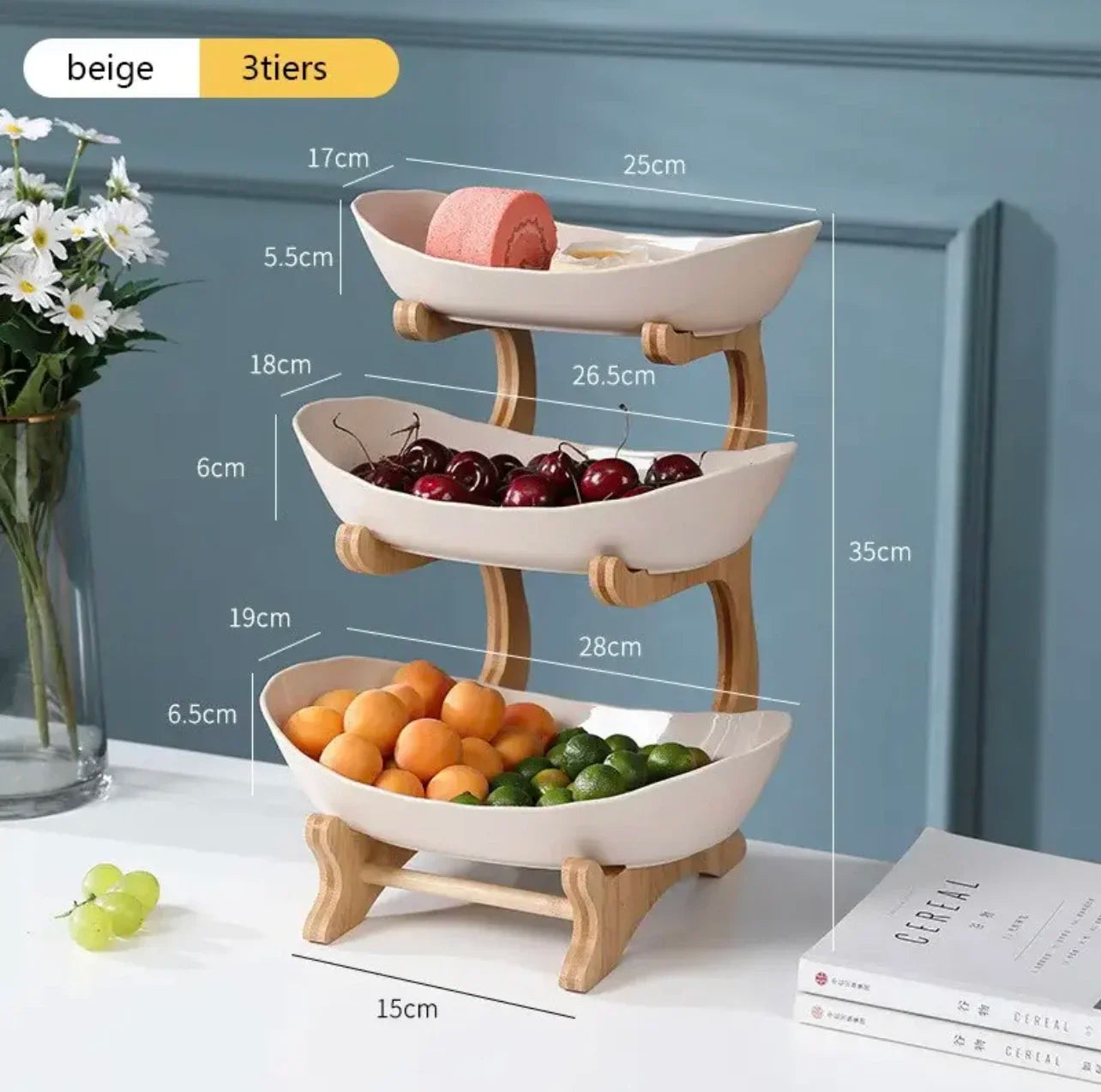 Frutero Elegante Moderno de 2/3 Niveles | Plato Elegante para Aperitivos