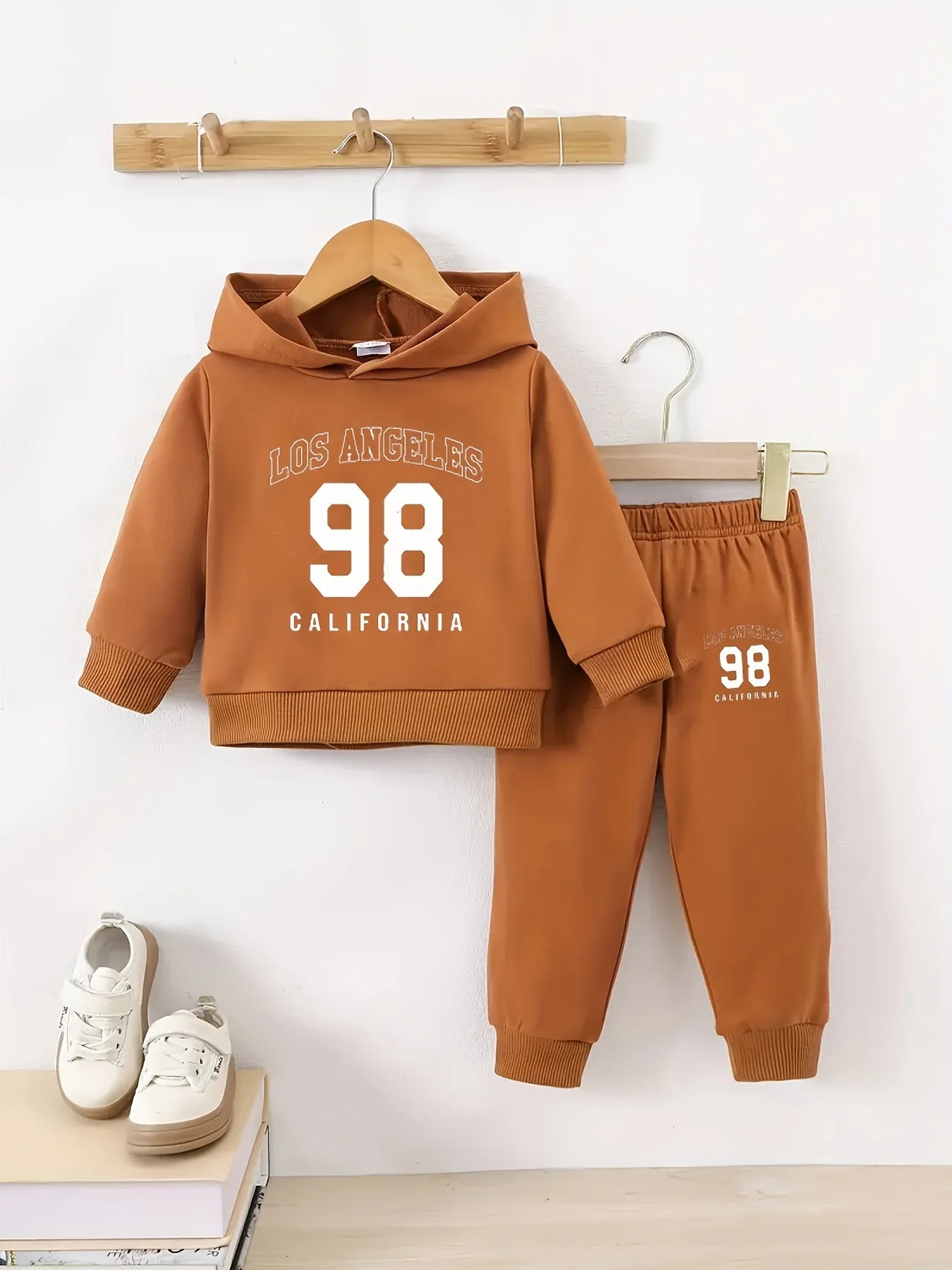 Conjunto de sudadera polar con capucha y pantalón deportivo para bebé niño | Acogedor atuendo de otoño