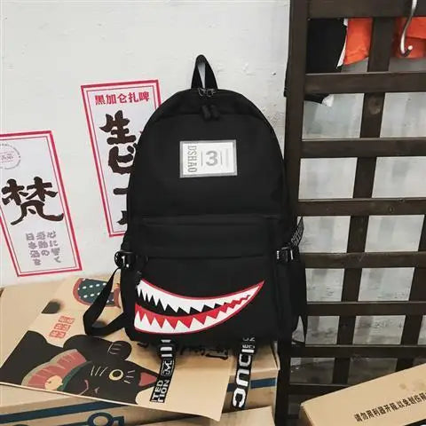 Fashion large back packs for girls boys black wateproof school Backpacks woman shark print travel bags mochilas escolar