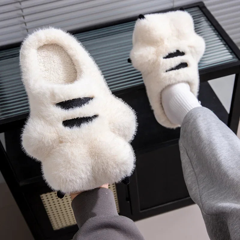 Unisex Cute Big Paw Plush Slippers | Cozy Cartoon House Shoes