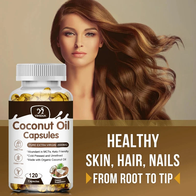 2000mg Coconut Oil Capsules | Boost Metabolism & Nourish Skin