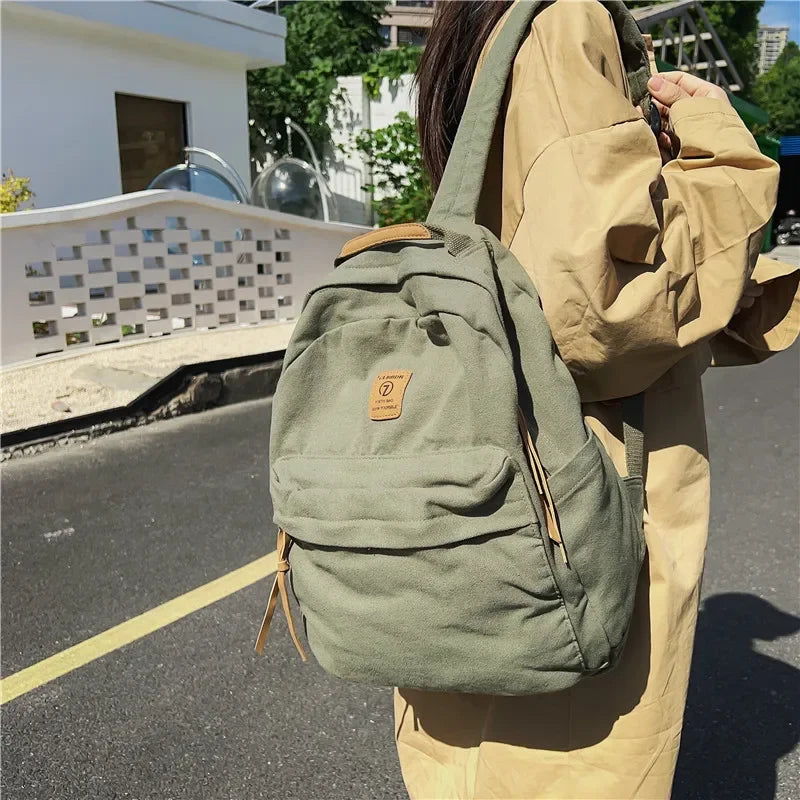 Casual Canvas Backpack for Students | Trendy Unisex College Bag