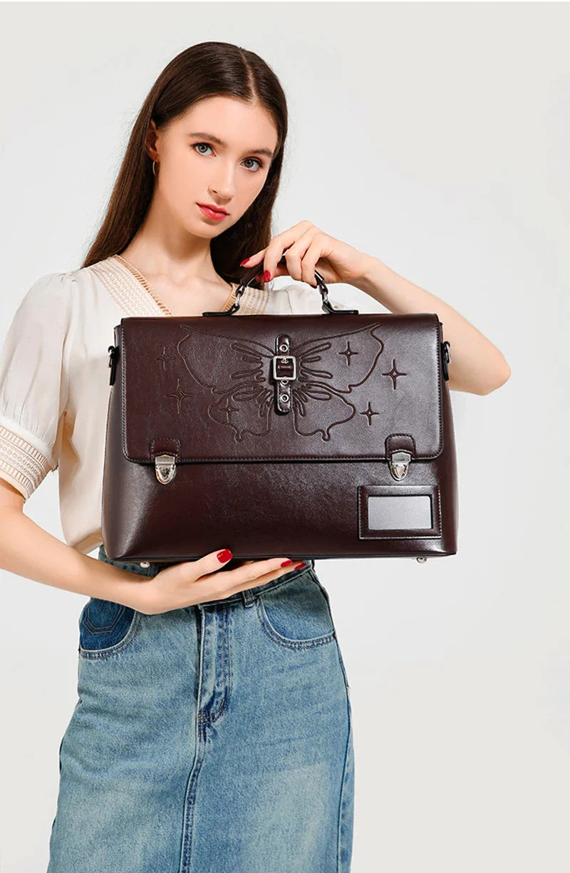 Stylish Cowhide Women's Backpack | Large Capacity Leather Bag
