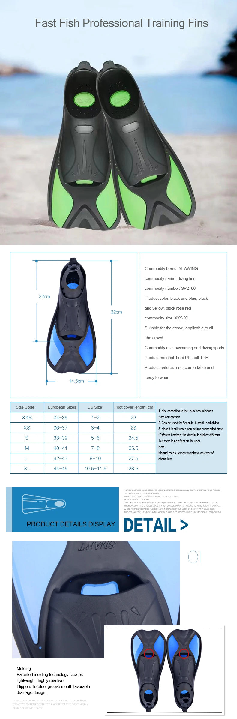 Beginner Swimming Training Fins | Perfect for Diving & Practice