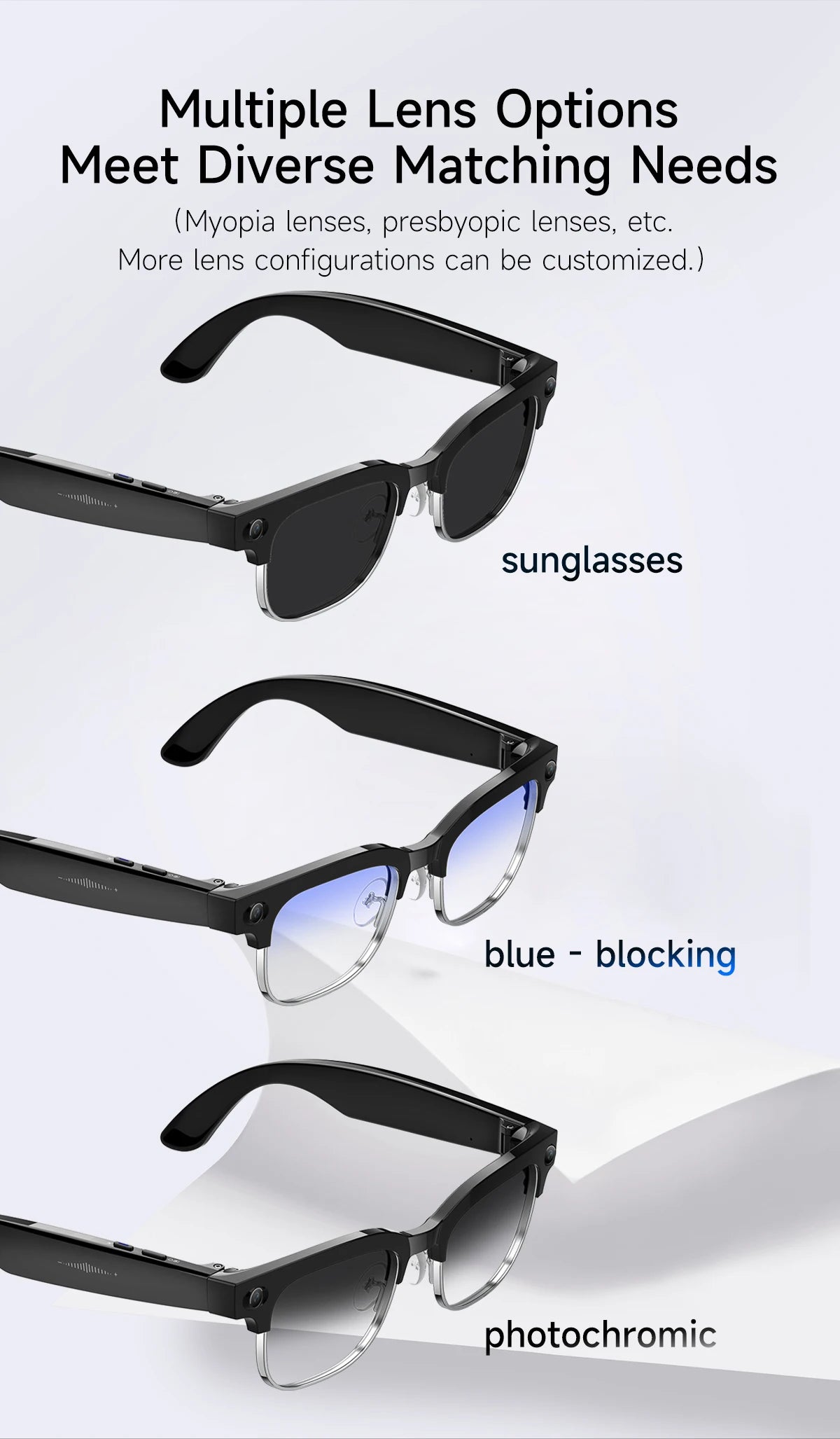 AI Smart Glasses with 800W Camera & Multilingual Translation