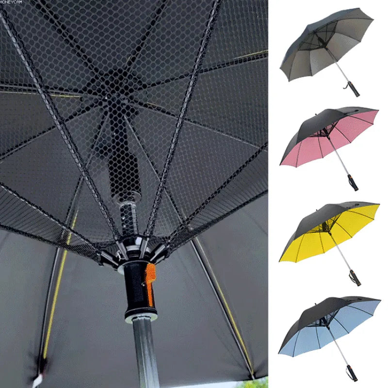 Portable Cooling Sunshade Umbrella with Fan | UV Protection