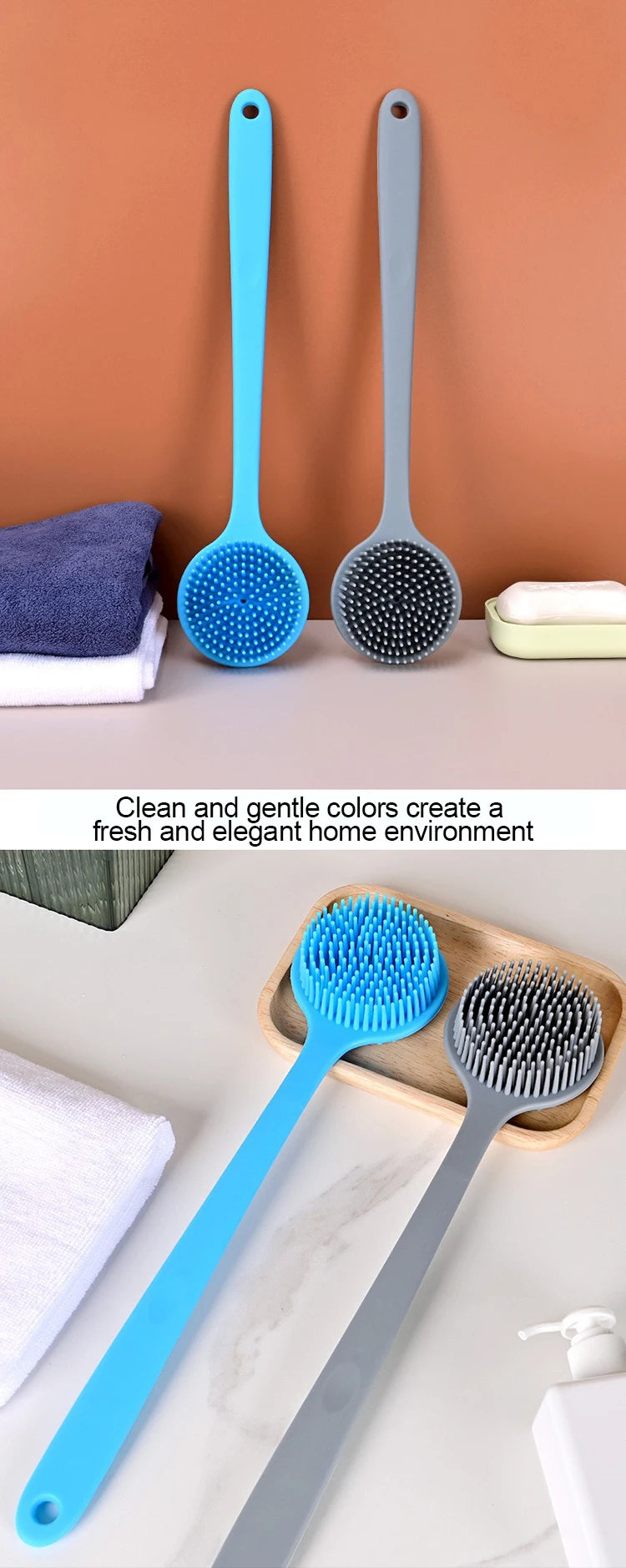Silicone Shower Brush | Exfoliating Back Bath Brush for Smooth Skin