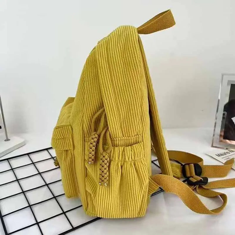 Trendy Women's Multi-color Corduroy Backpack | Stylish Daily Bag