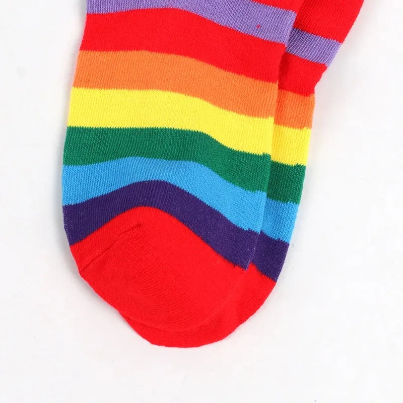 Women’s Rainbow Stripes Over Knee Socks & Elbow Gloves Set