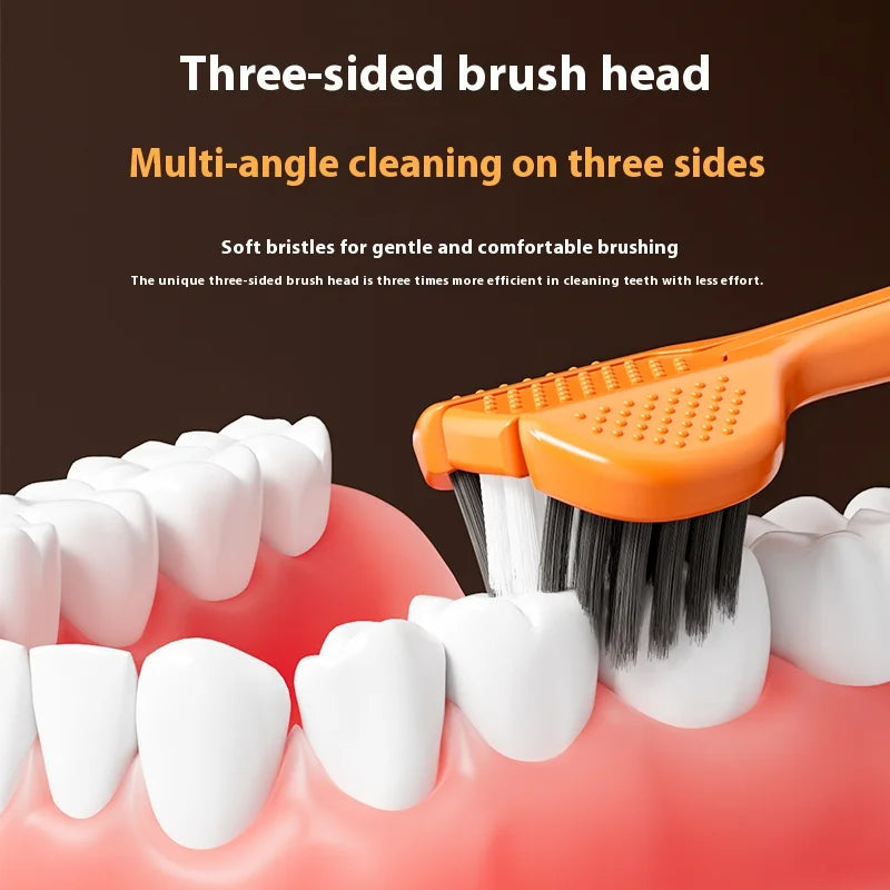 Soft-Bristled Three-Sided Toothbrushes Gift Set - 4 Pack