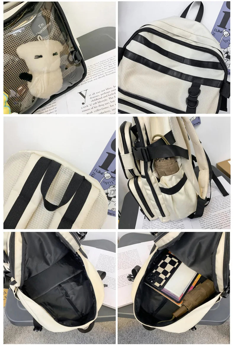2pcs Transparent Backpack Set | Stylish Clear Casual Rucksack